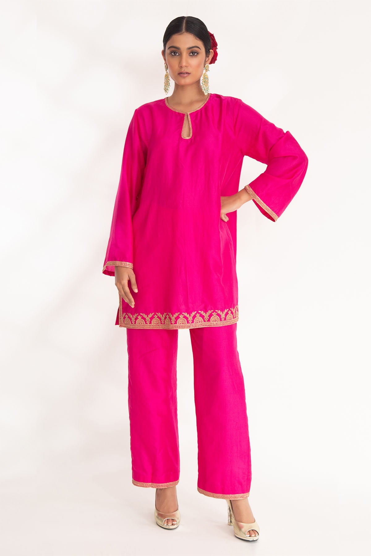 Chhaya Mehrotra Magenta Zardozi Kurta & Pants for women online at ScrollnShops