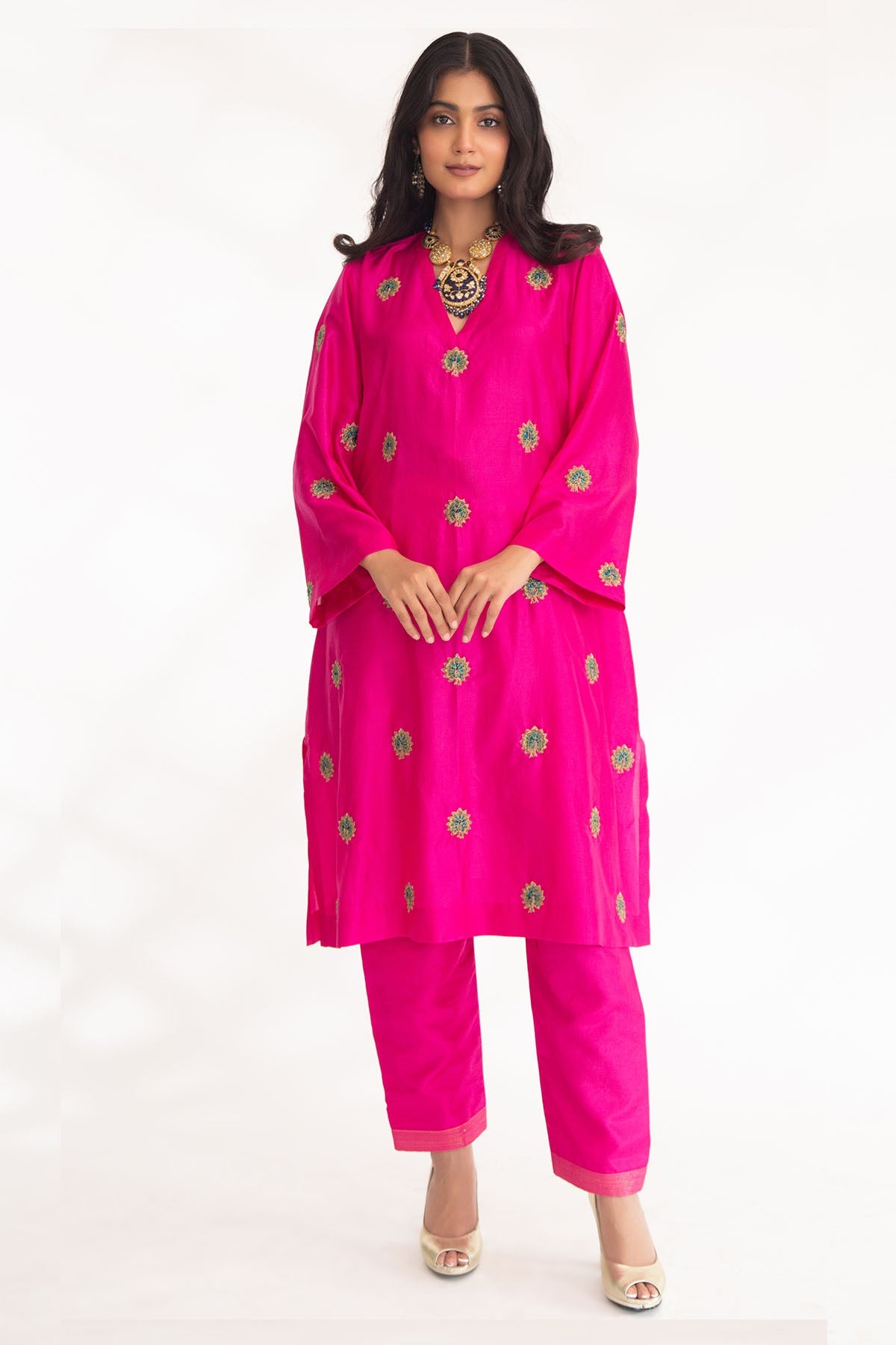 Chhaya Mehrotra Magenta Zardozi Motifs Kurta Set for women online at ScrollnShops