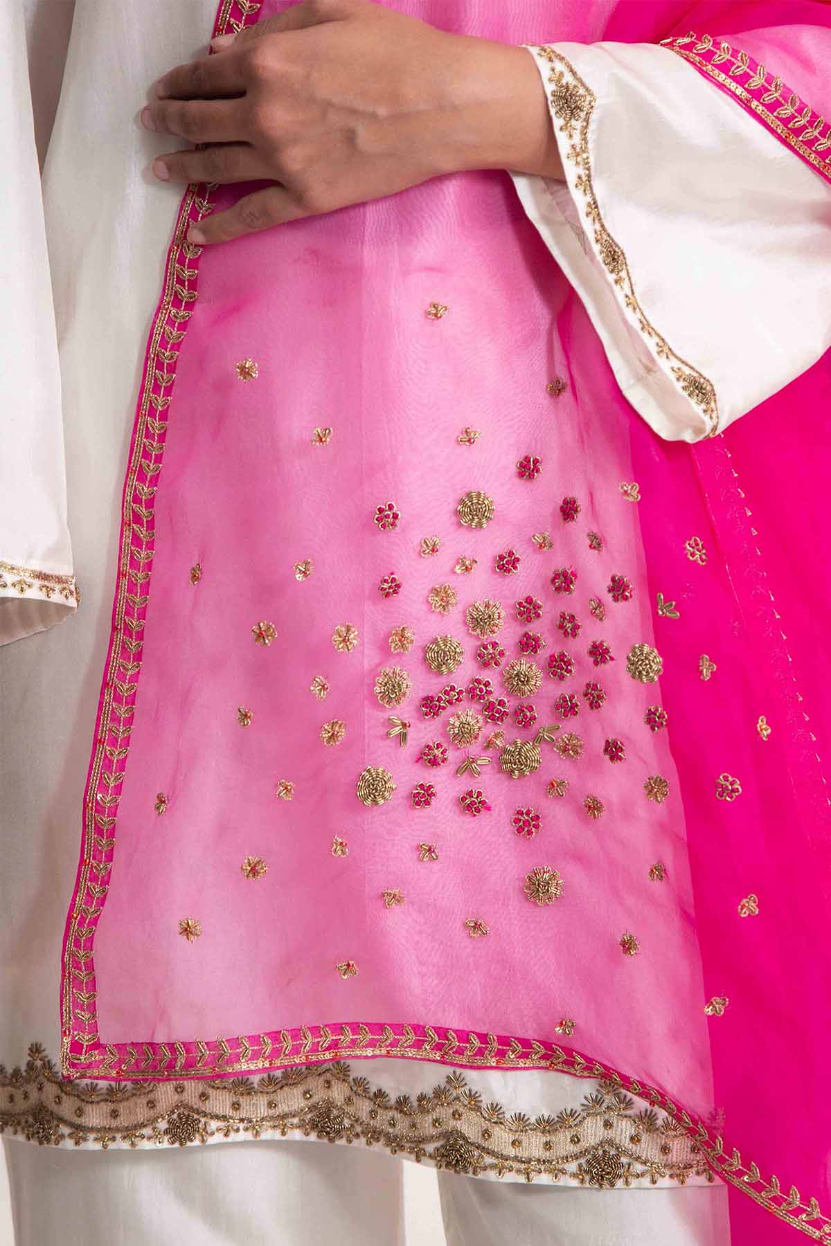 Magenta Zardozi Work Dupatta