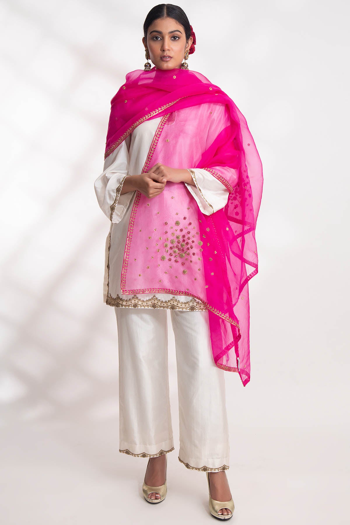 Magenta Zardozi Work Dupatta