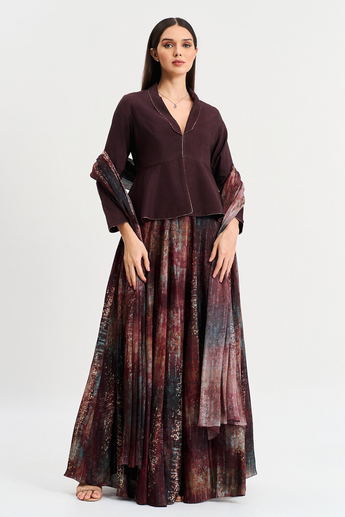 Mahogany Viscose V-Neck Top