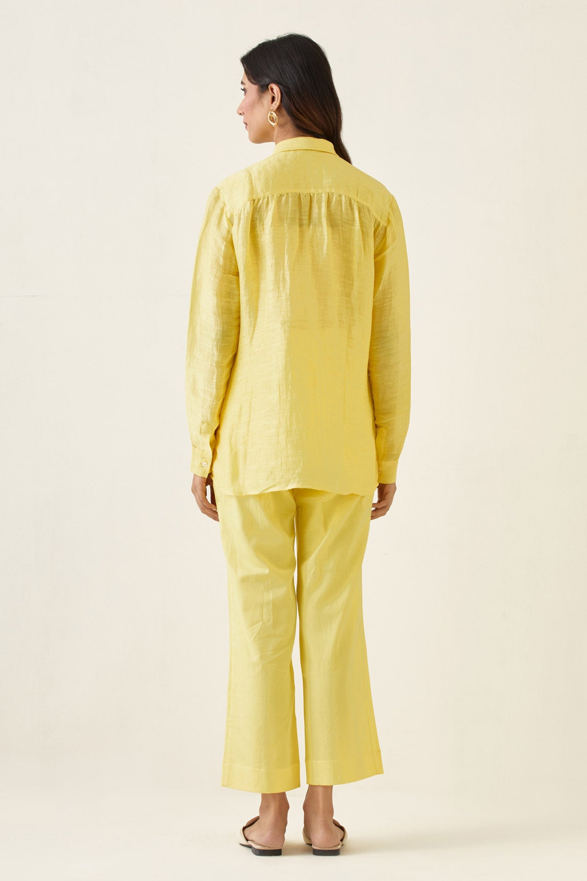 Maize Yellow Linen Silk Shirt