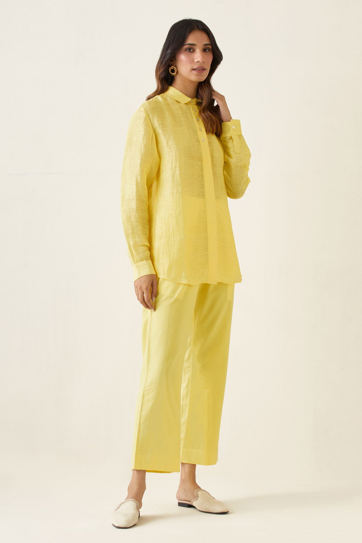 Maize Yellow Linen Silk Shirt