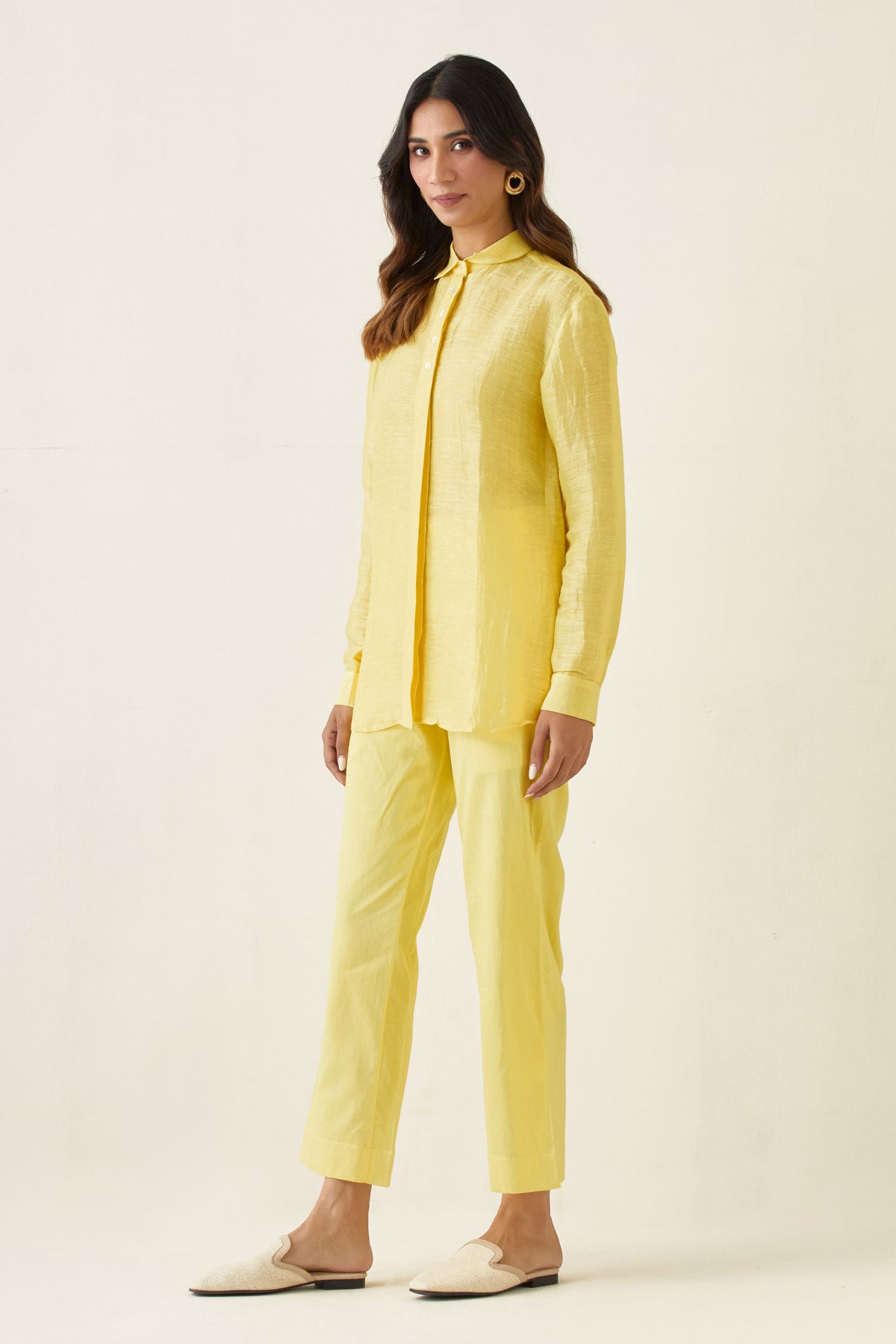 Maize Yellow Linen Silk Shirt