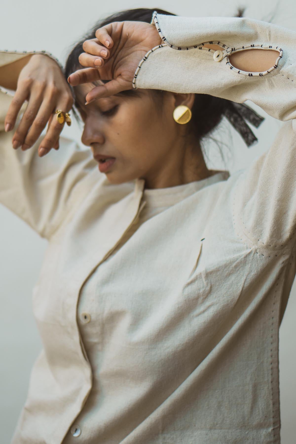 Mandarin Collar Embellished Top