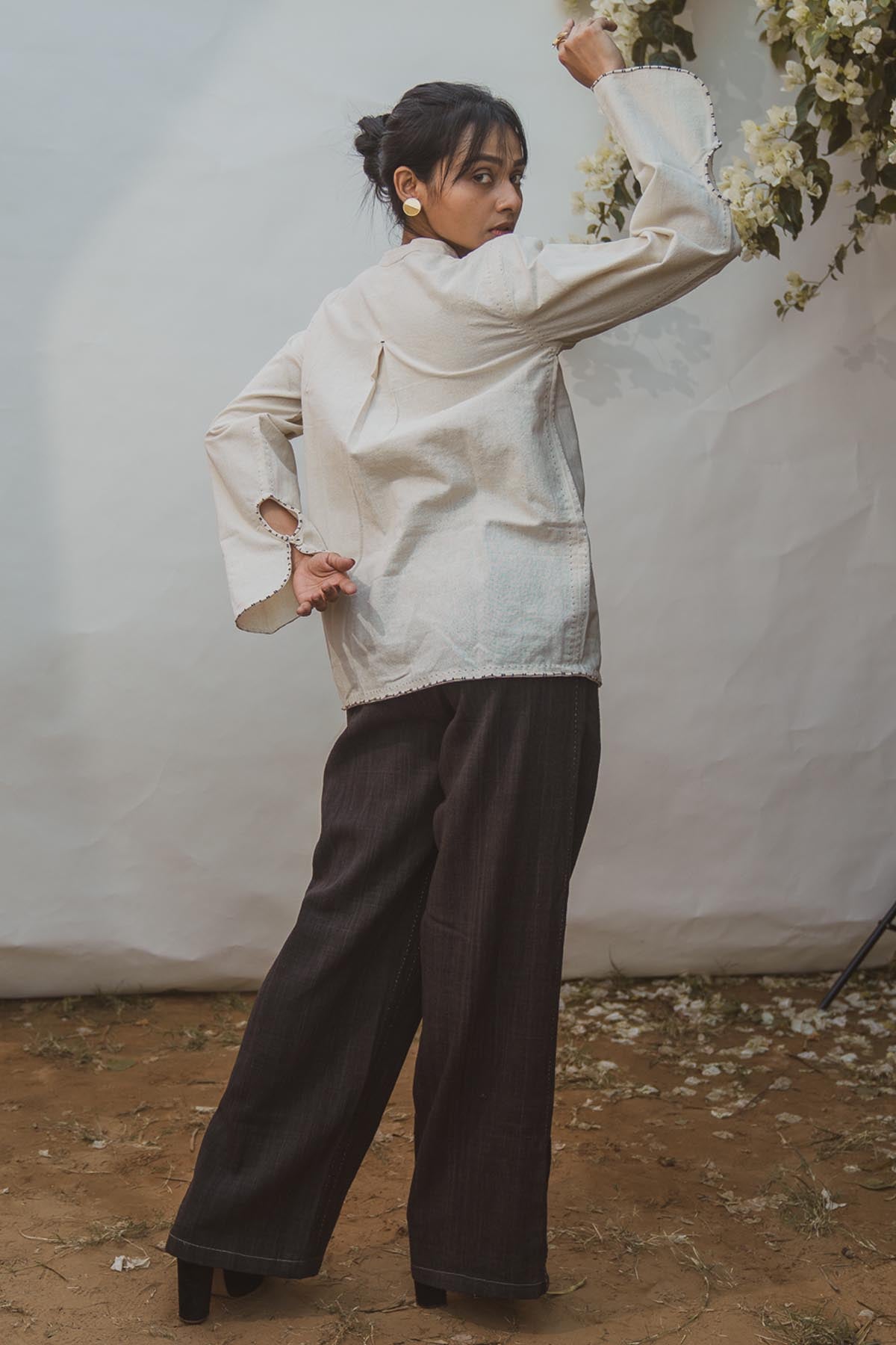 Mandarin Collar Embellished Top