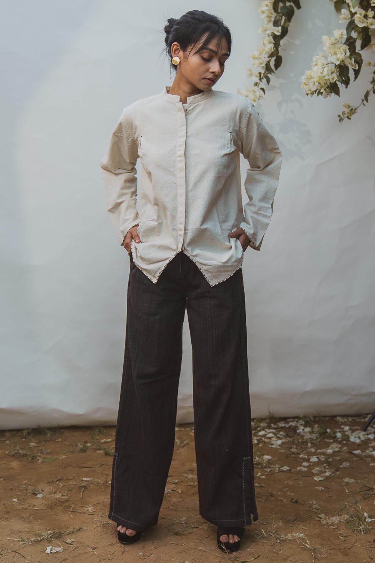 Mandarin Collar Embellished Top