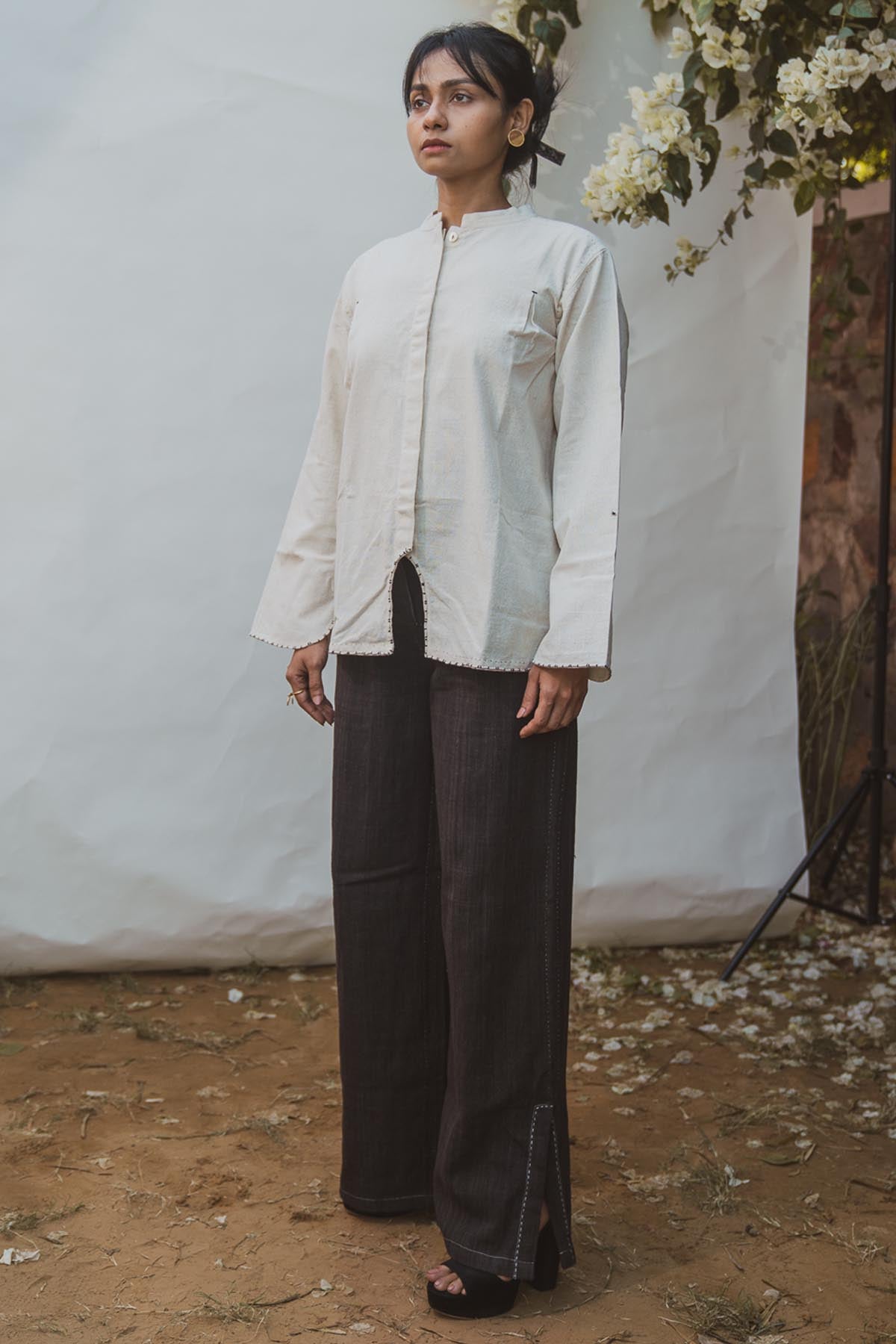 Mandarin Collar Embellished Top