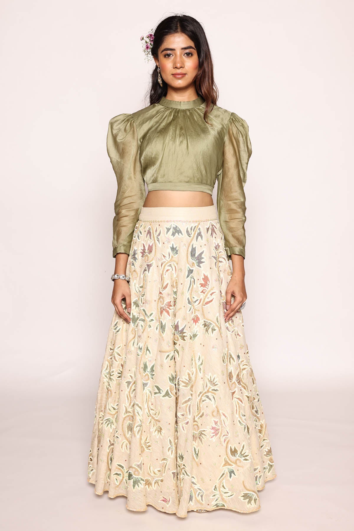 Mandarin Collar Top & Skirt Set at ScrollnShops