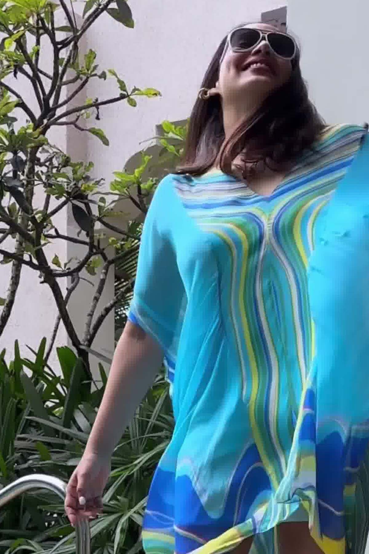 Marble Print Chiffon Kaftan