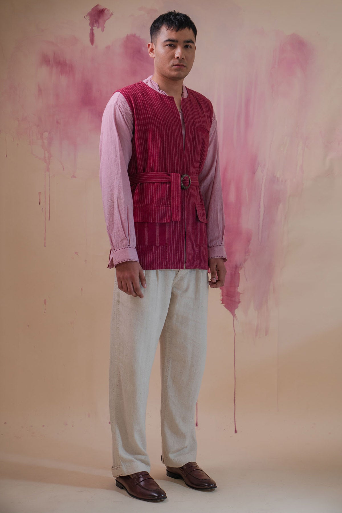 Maroon 100% Cotton Vest Jacket