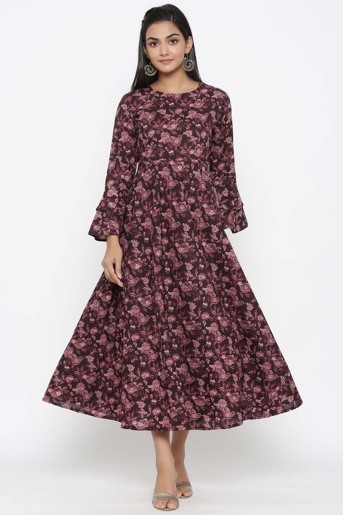 Maroon Blooming Print Kurta