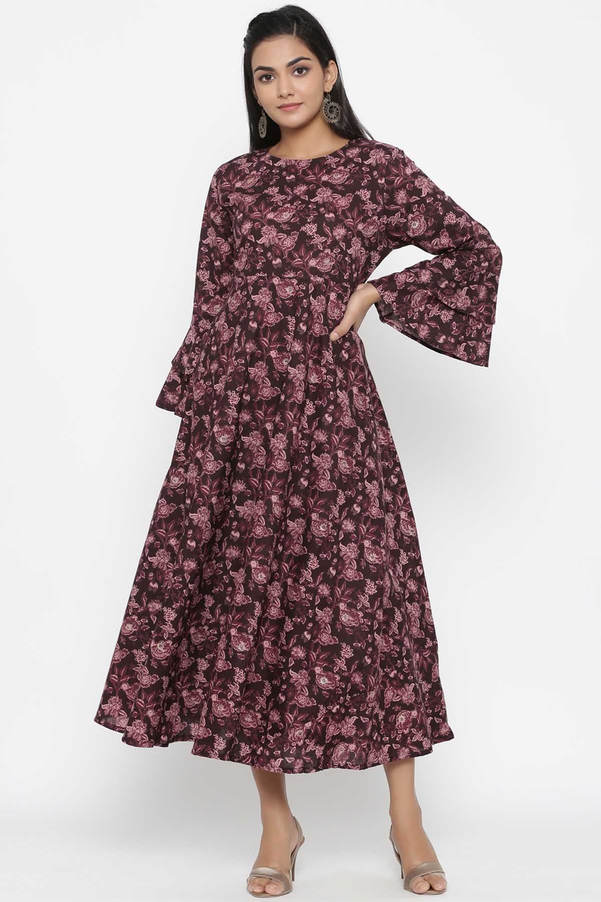 Maroon Blooming Print Kurta