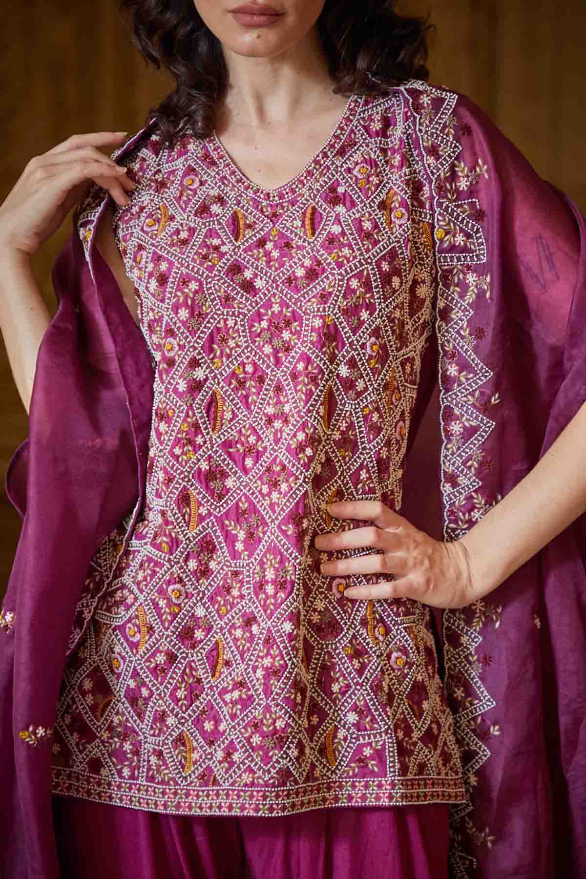 Maroon Dhoti & Jacket Set