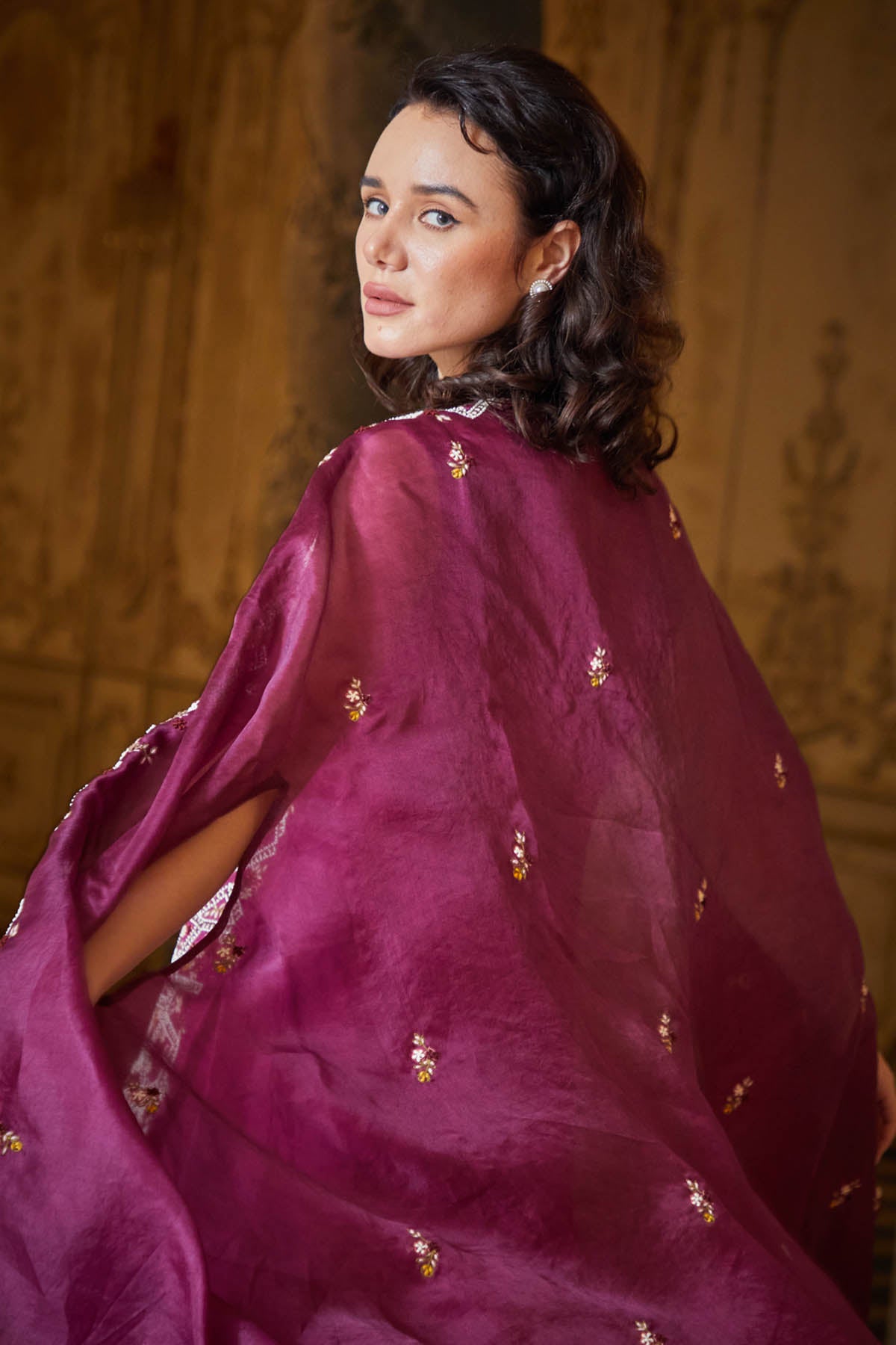 Maroon Dhoti & Jacket Set