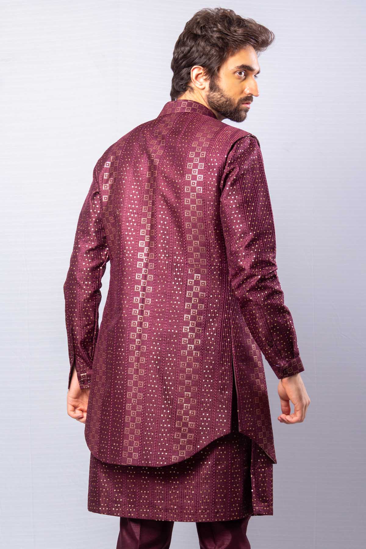 Maroon Long Jacket Set