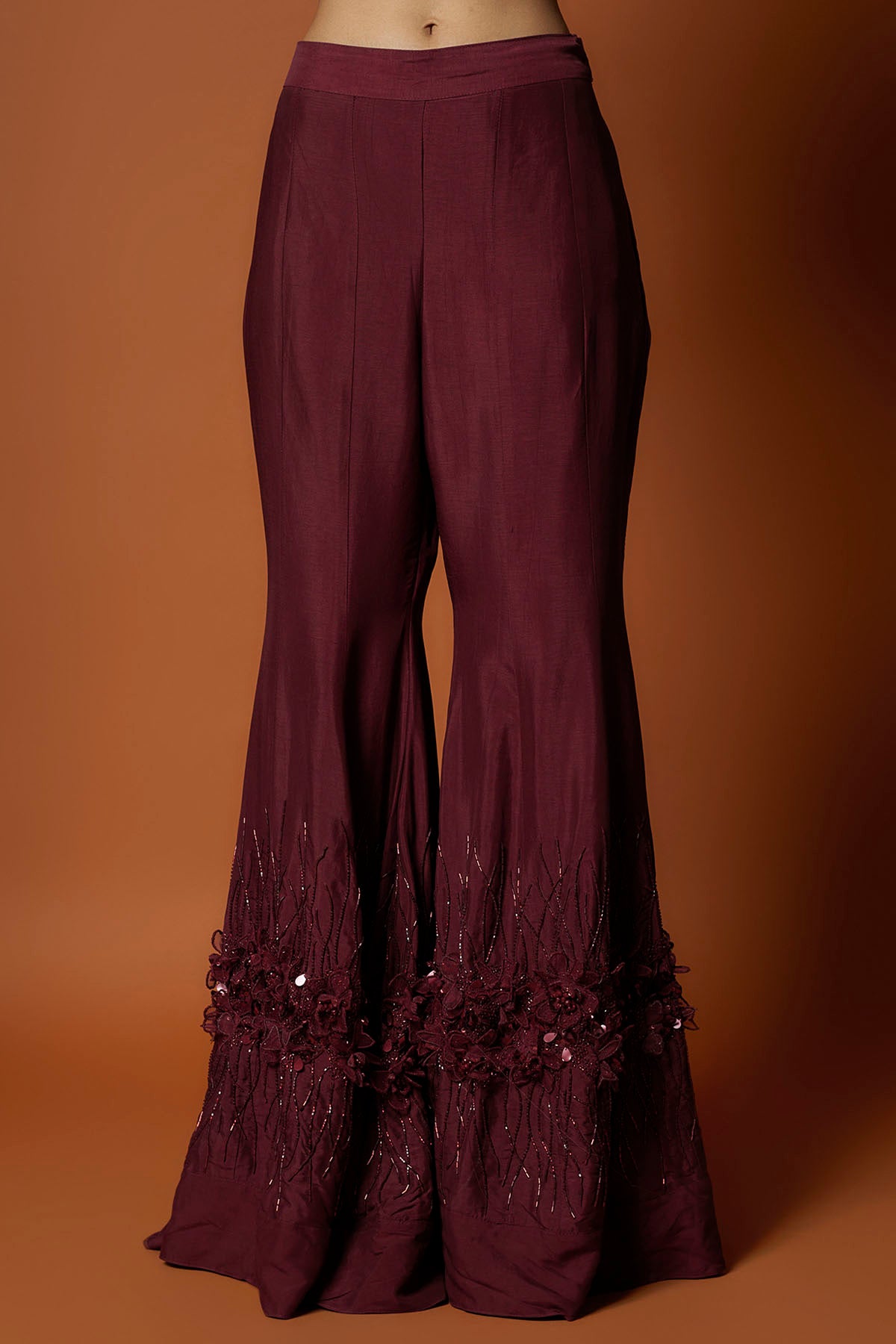 Maroon Embroidered Jacket Set