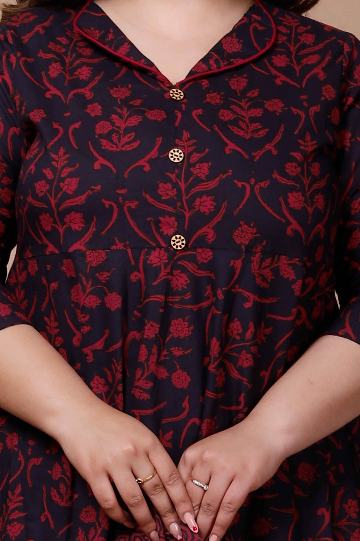 Maroon Floral Printed Kurta