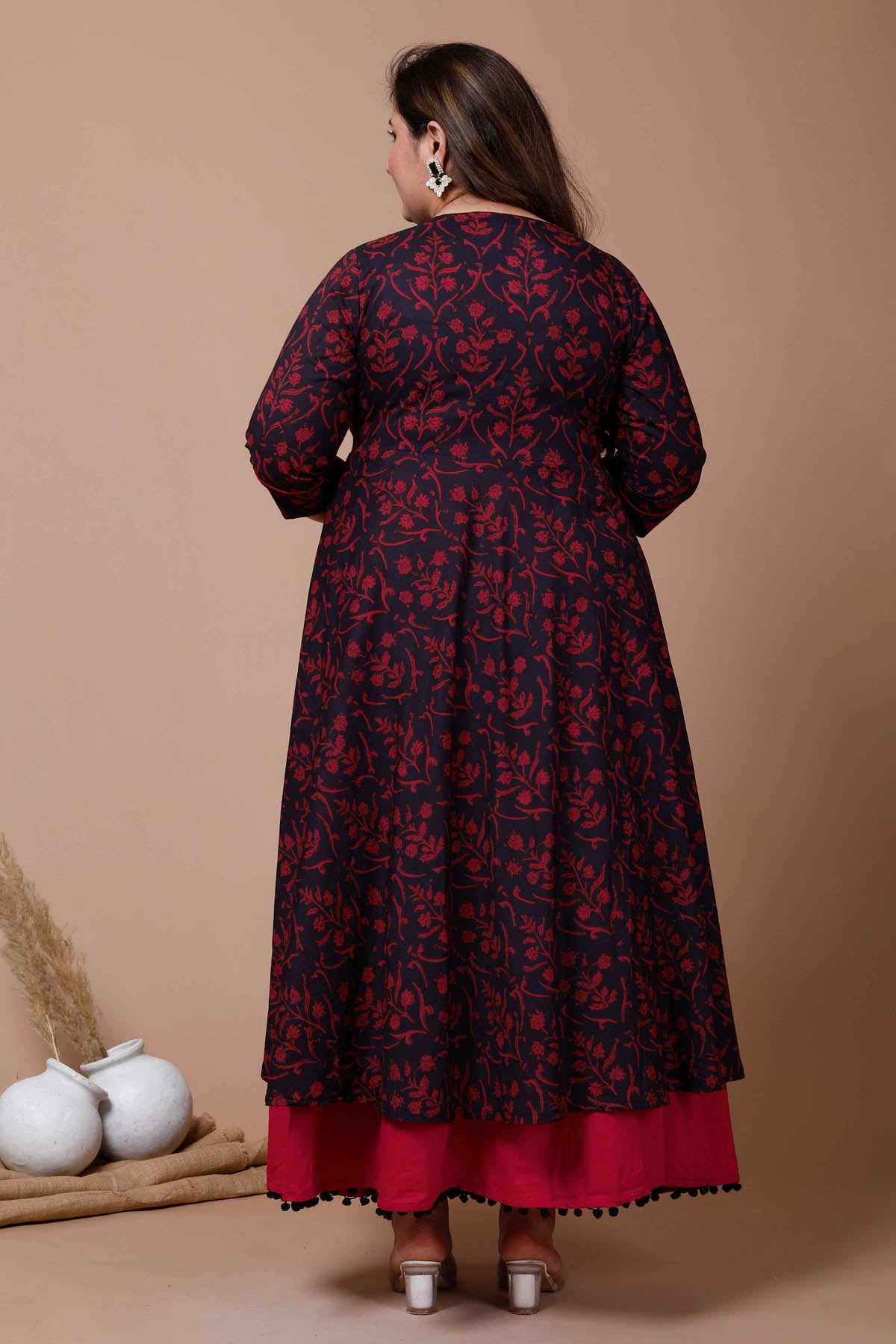 Maroon Floral Printed Kurta