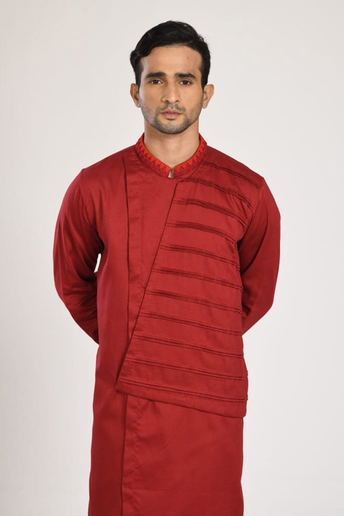 Maroon Pleated Kurta Set