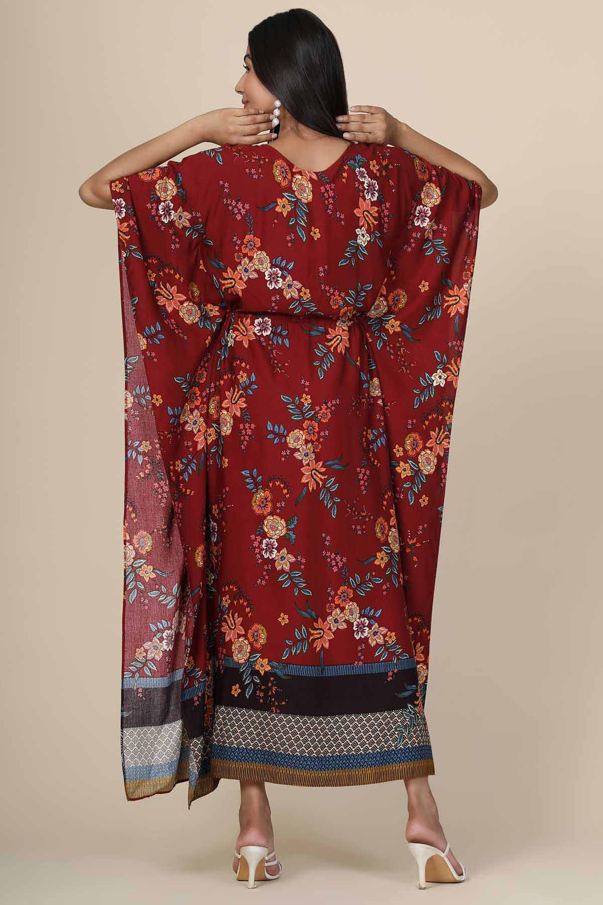 Maroon Rayon Kaftan