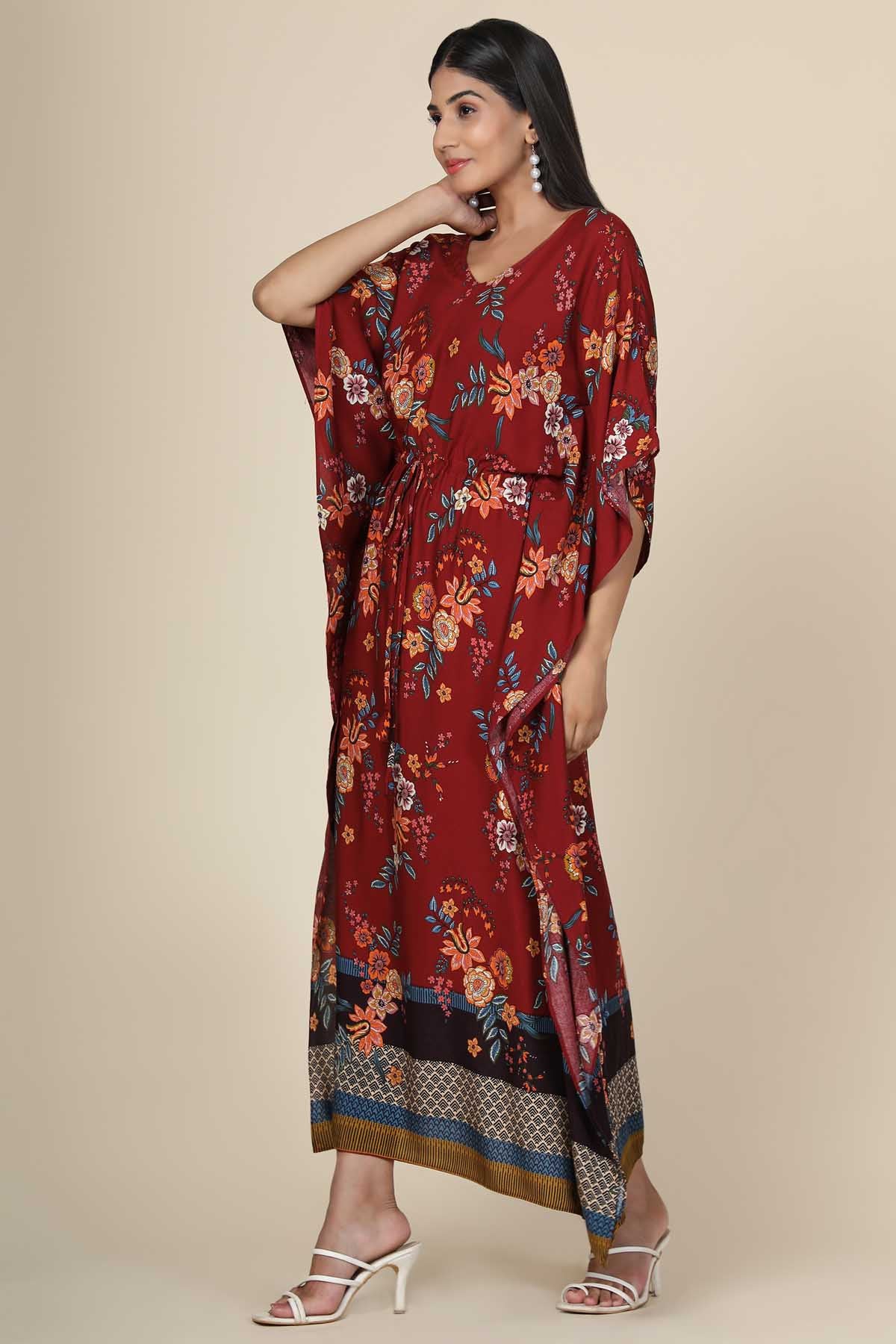 Maroon Rayon Kaftan