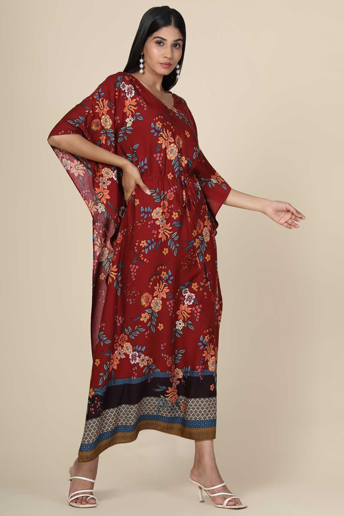 Maroon Rayon Kaftan