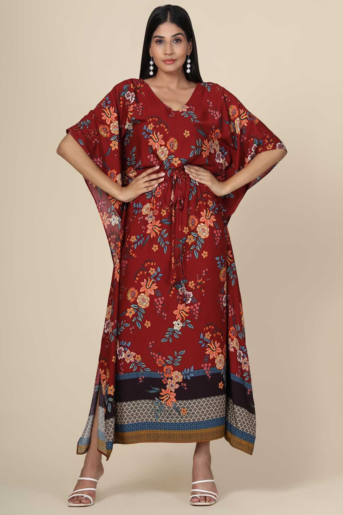 Maroon Rayon Kaftan