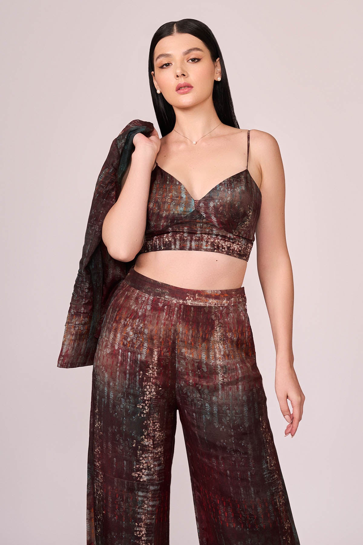 Maroon Abstract Printed Pants