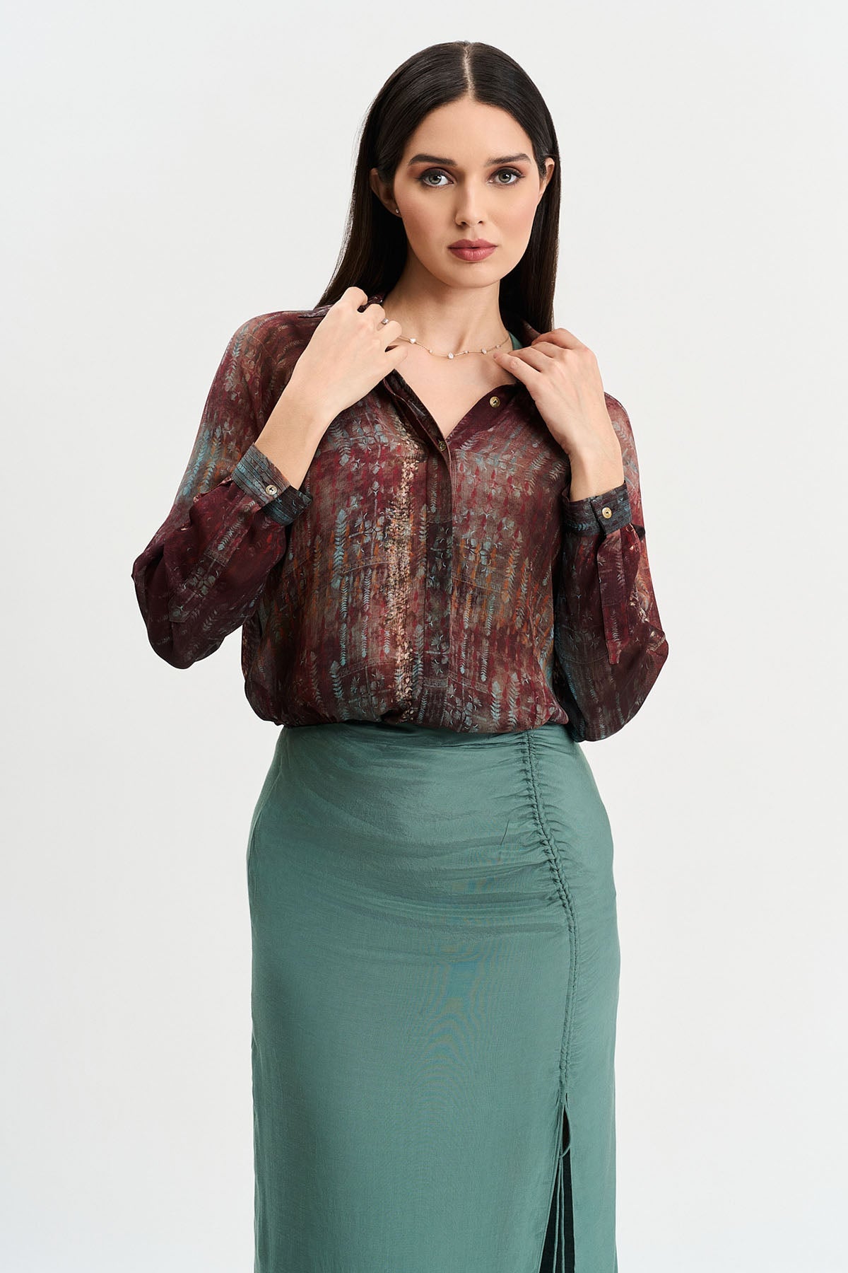 Buy Maroon Abstract Printed Shirt by Koswi for women online at ScrollnShops