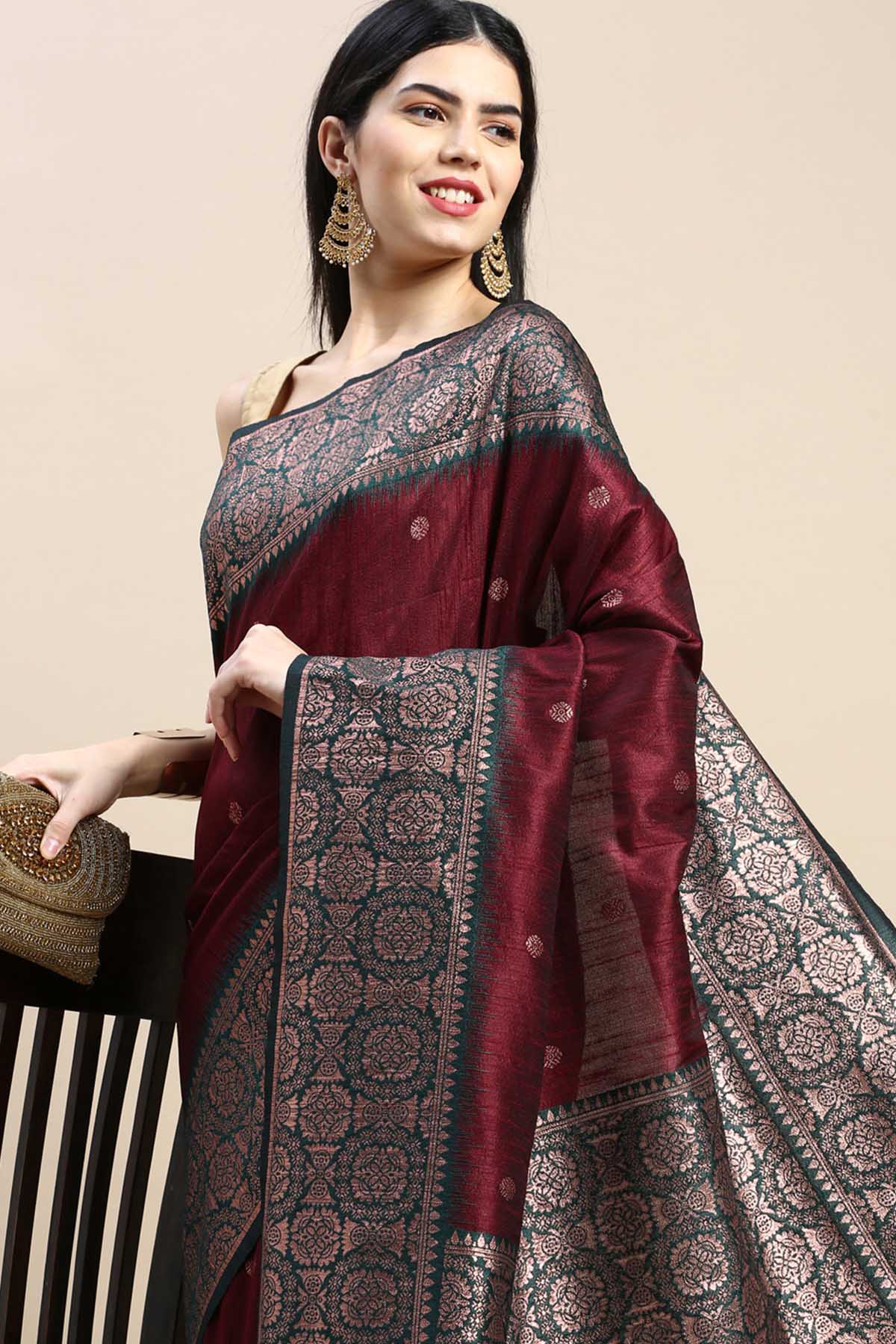 Maroon Banarasi Silk Zari Saree