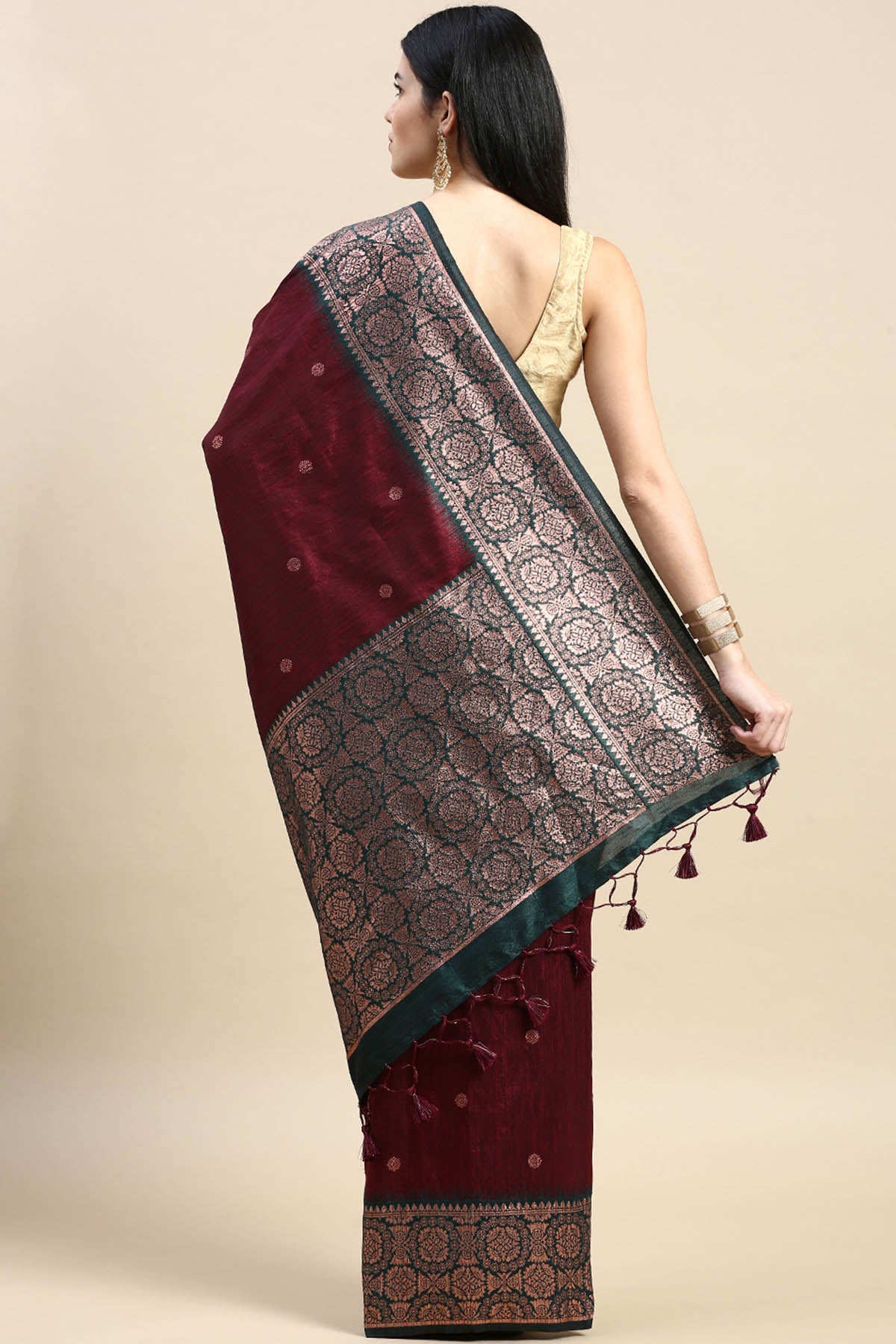 Maroon Banarasi Silk Zari Saree