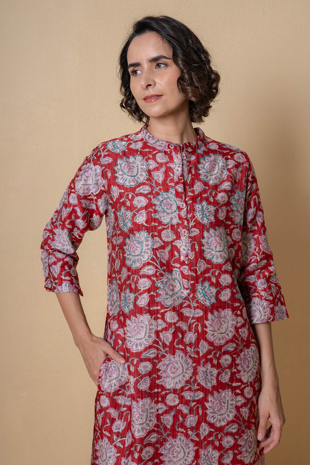 Maroon Chanderi Kurta & Pants