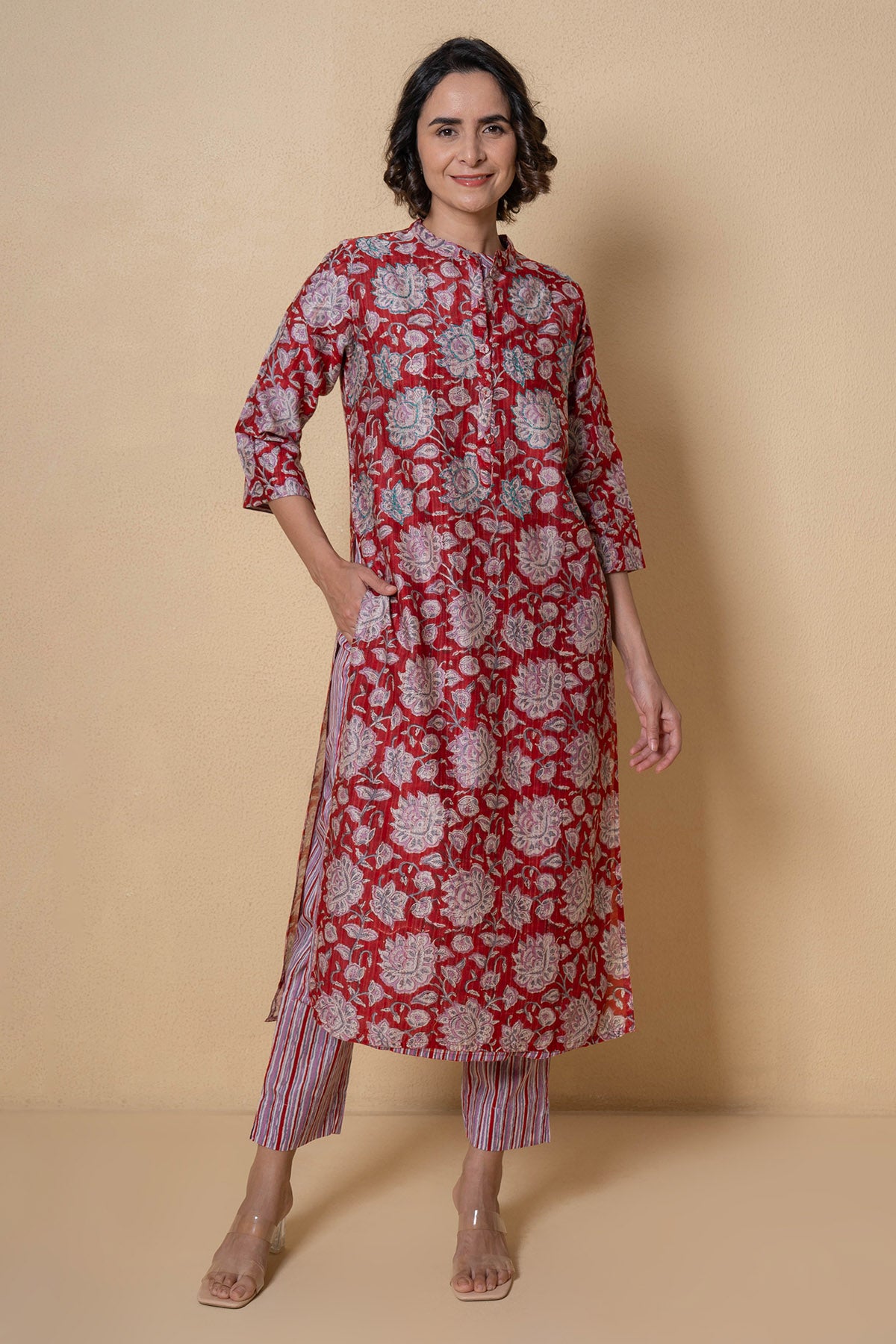 Maroon Chanderi Kurta & Pants