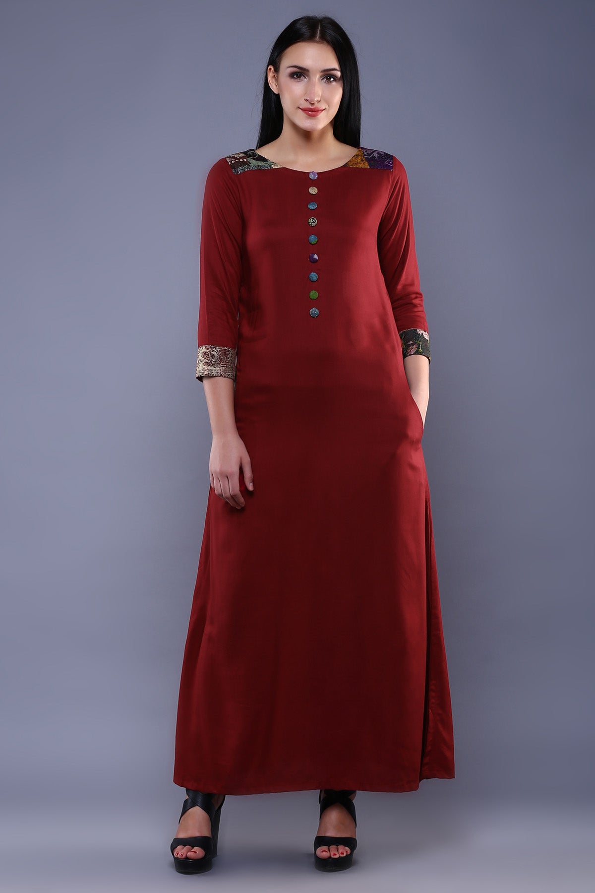 Buy Simply Kitsch Maroon Dress for Women online available at ScrollnShops