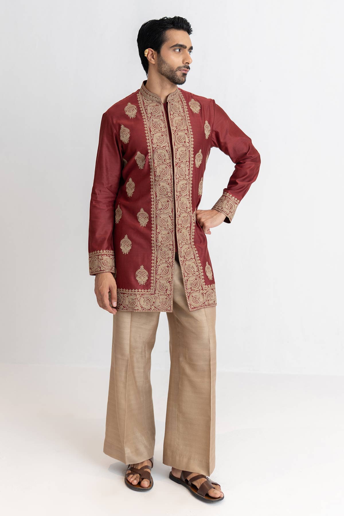 Buy Maroon Dori Marodi Kurta & Pant for men by Ajiesh Oberoi online available at scrollnshops