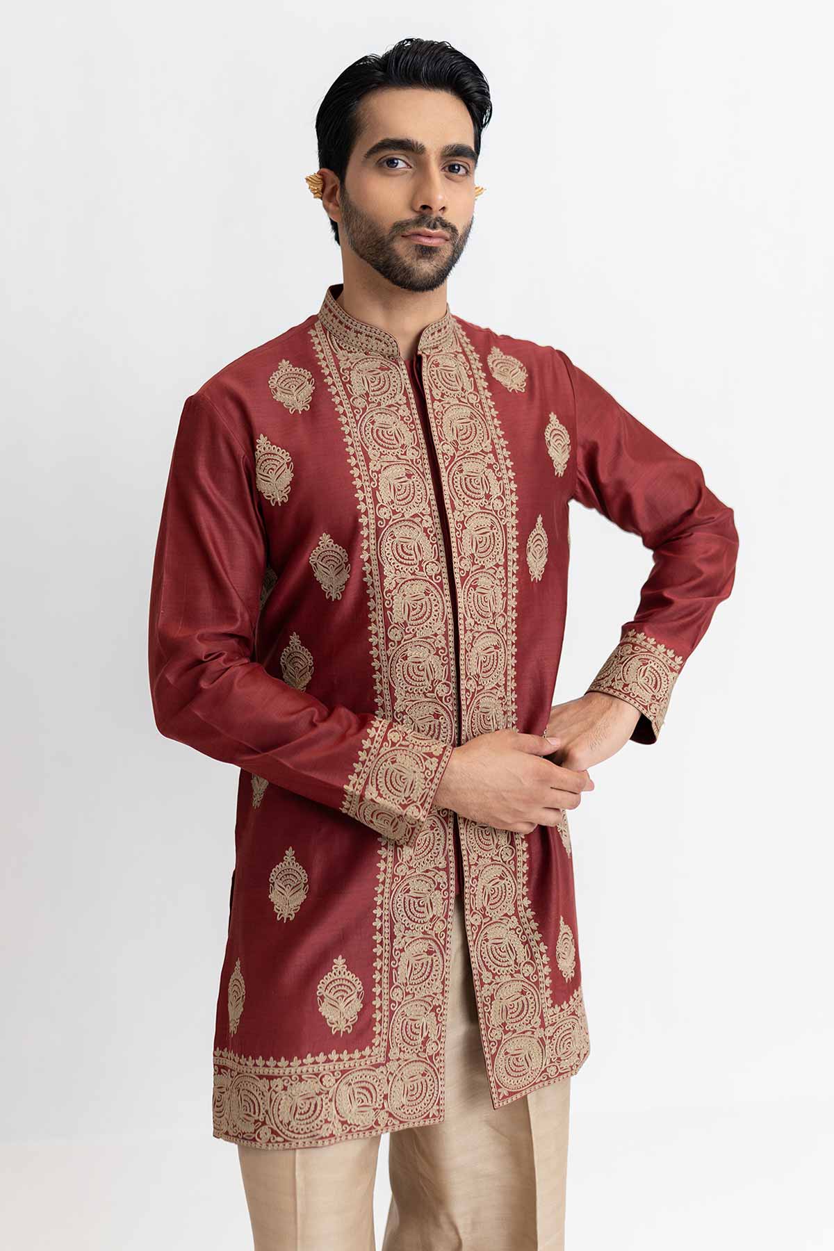 Maroon Dori Marodi Kurta & Pant
