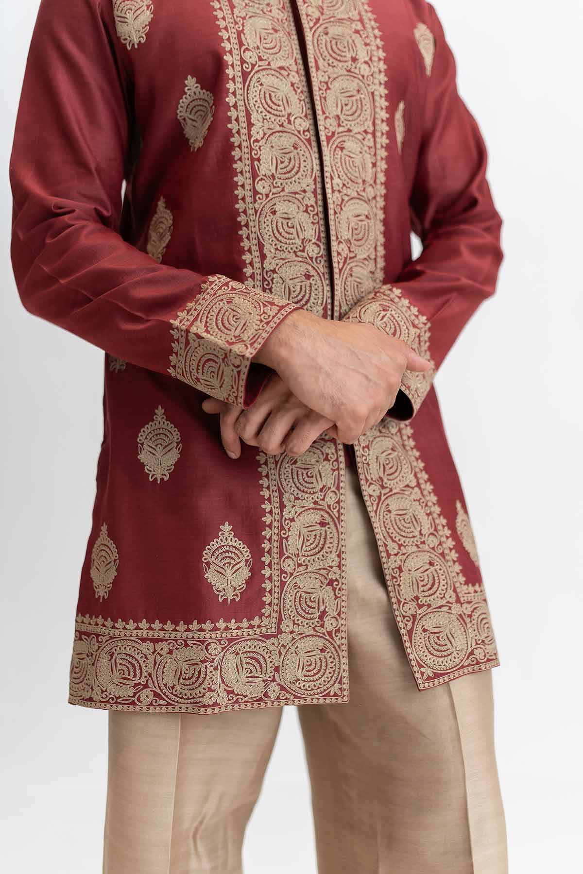 Maroon Dori Marodi Kurta & Pant