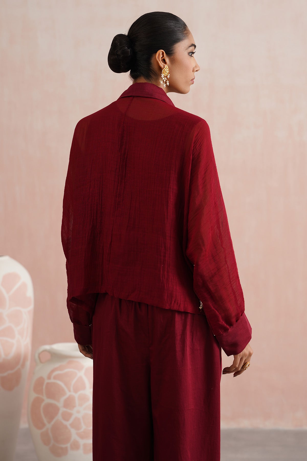 Maroon Embellished Co-ord Set