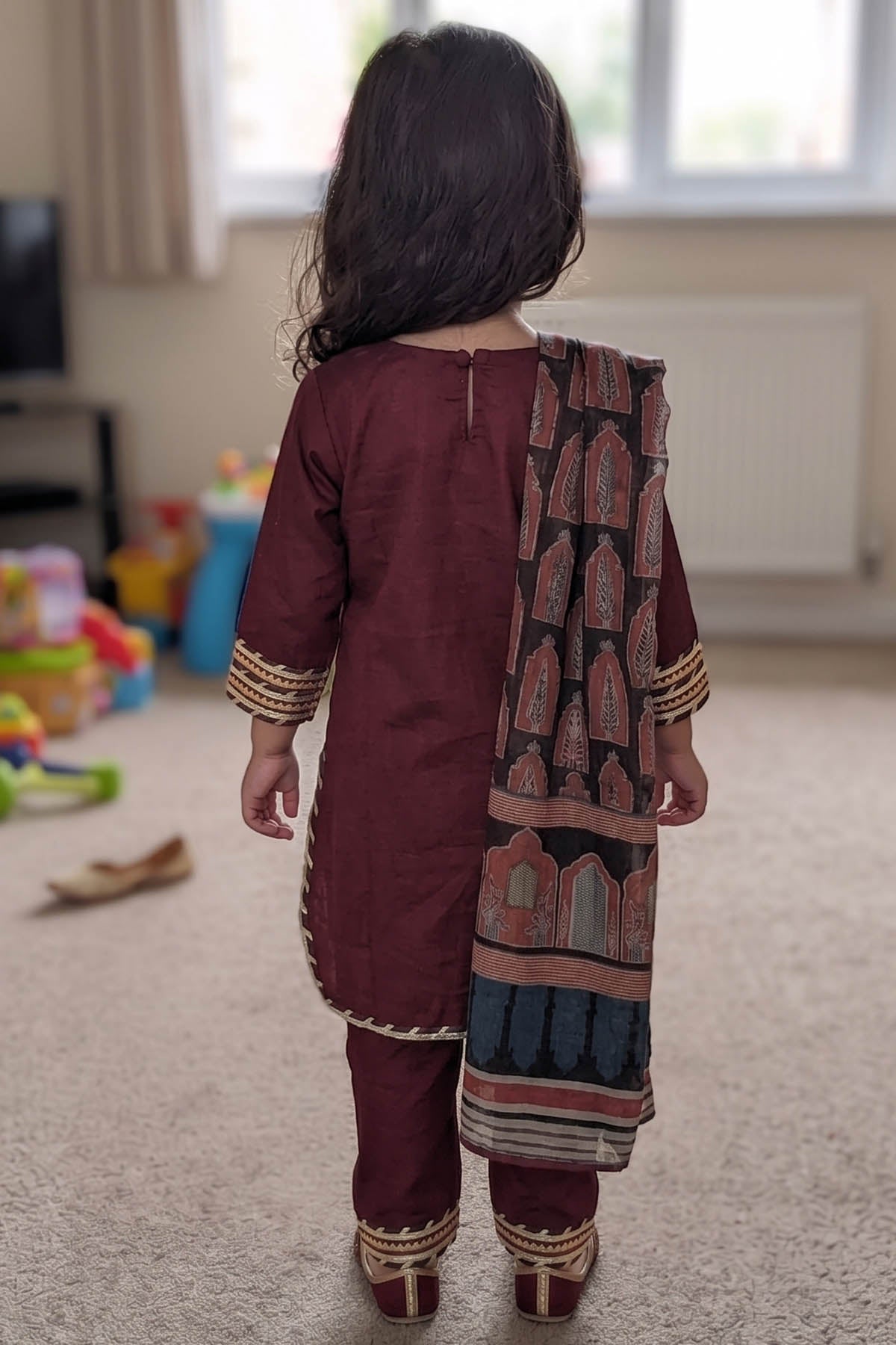 Maroon Embellished Kurta Set