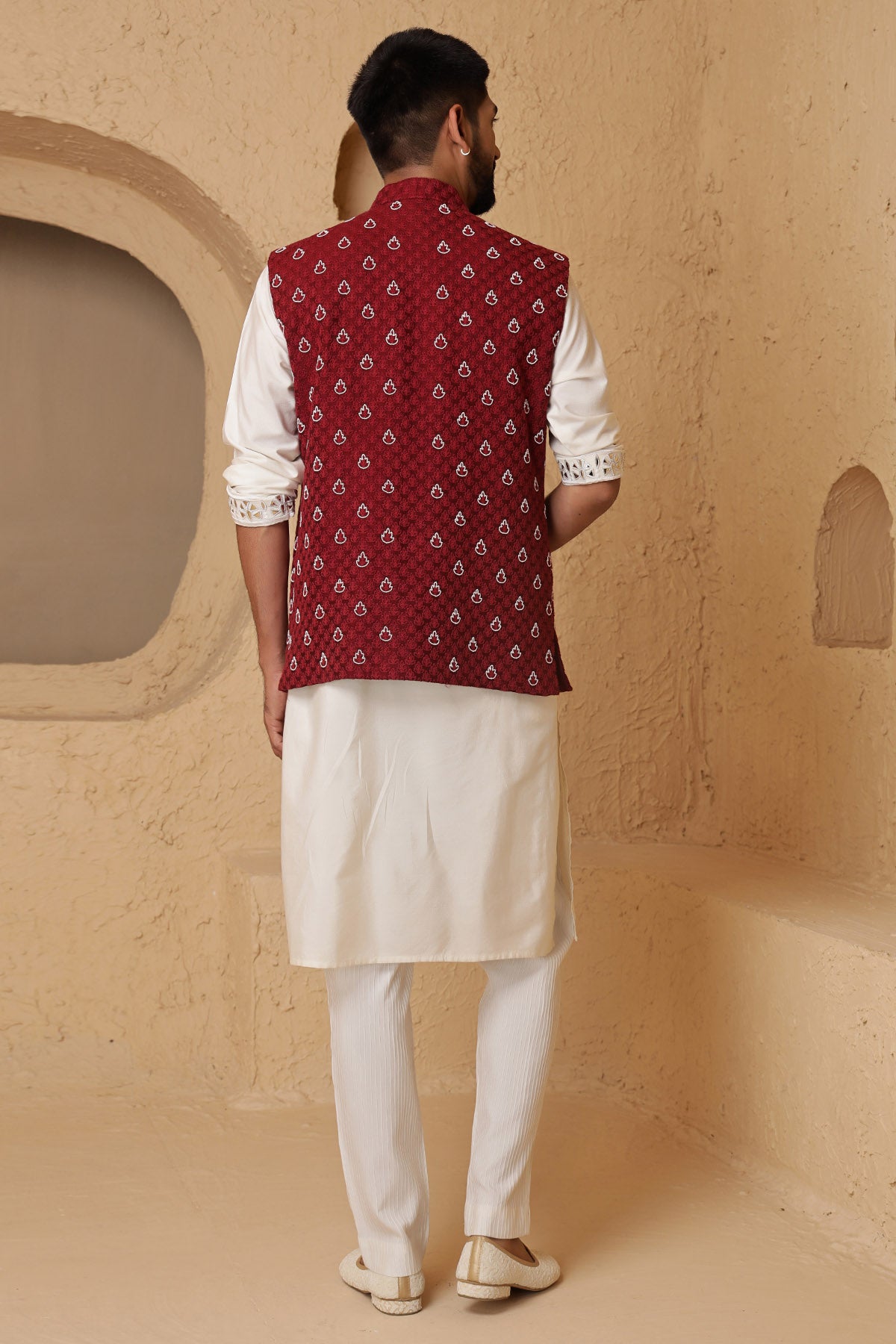 Maroon Embroidered Kurta Set