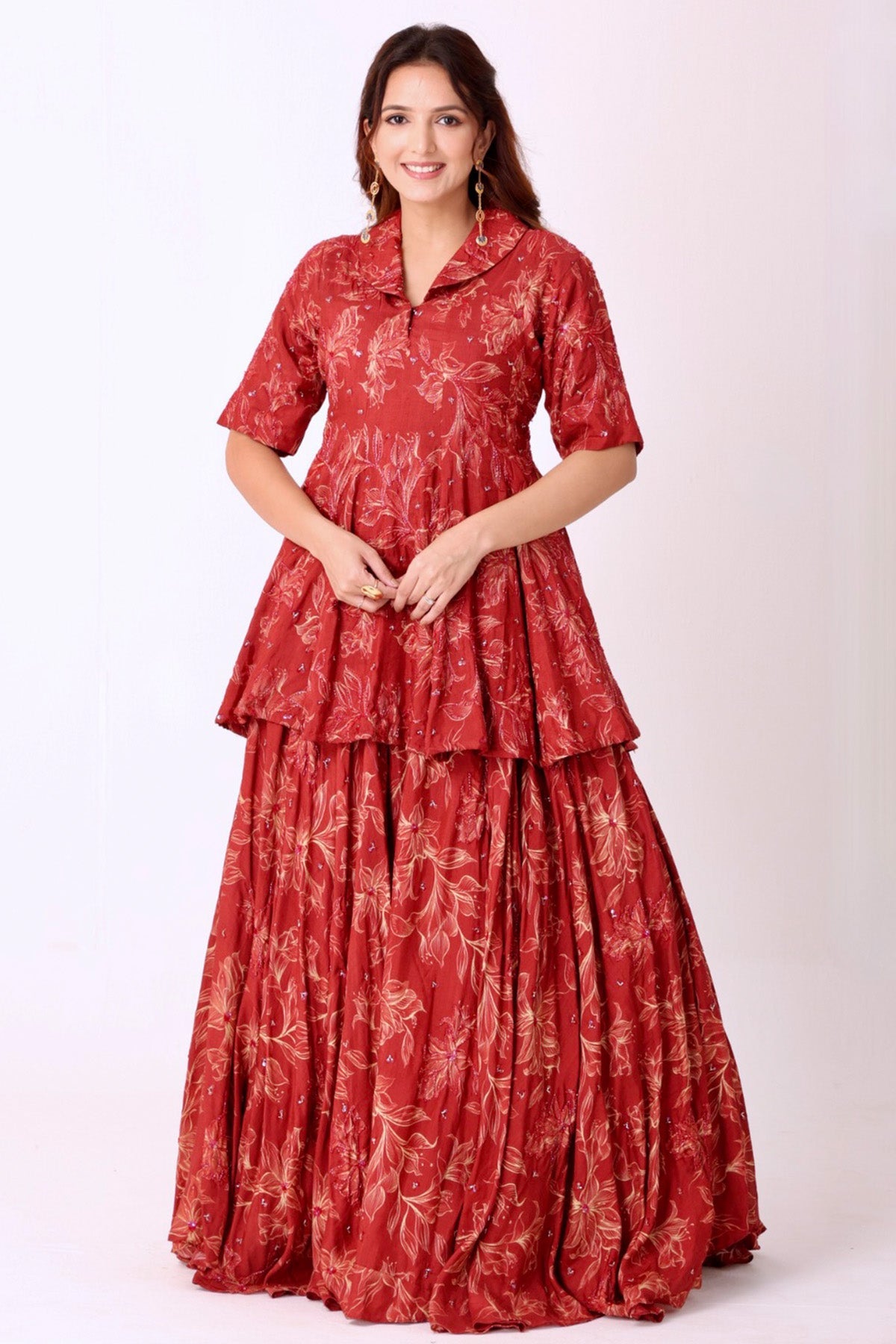 Buy Maroon Embroidered Lehenga Set for women by Namita Sharma Designer online available at scrollnshops