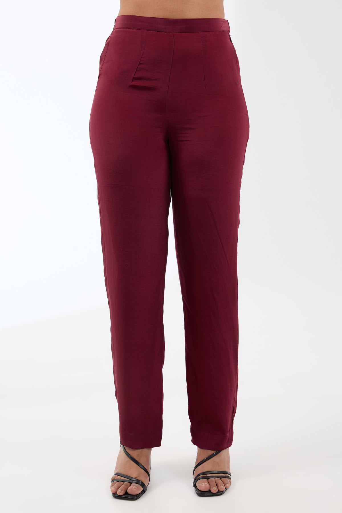 Maroon Embroidered Tunic Set