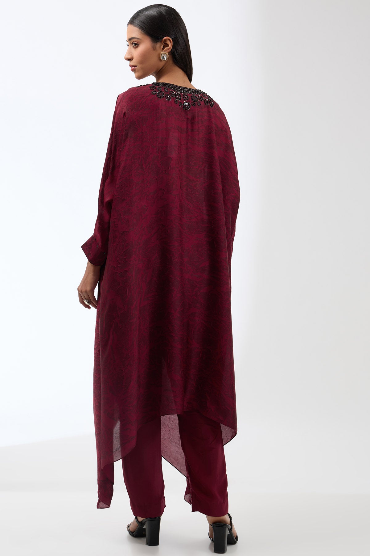 Maroon Embroidered Tunic Set