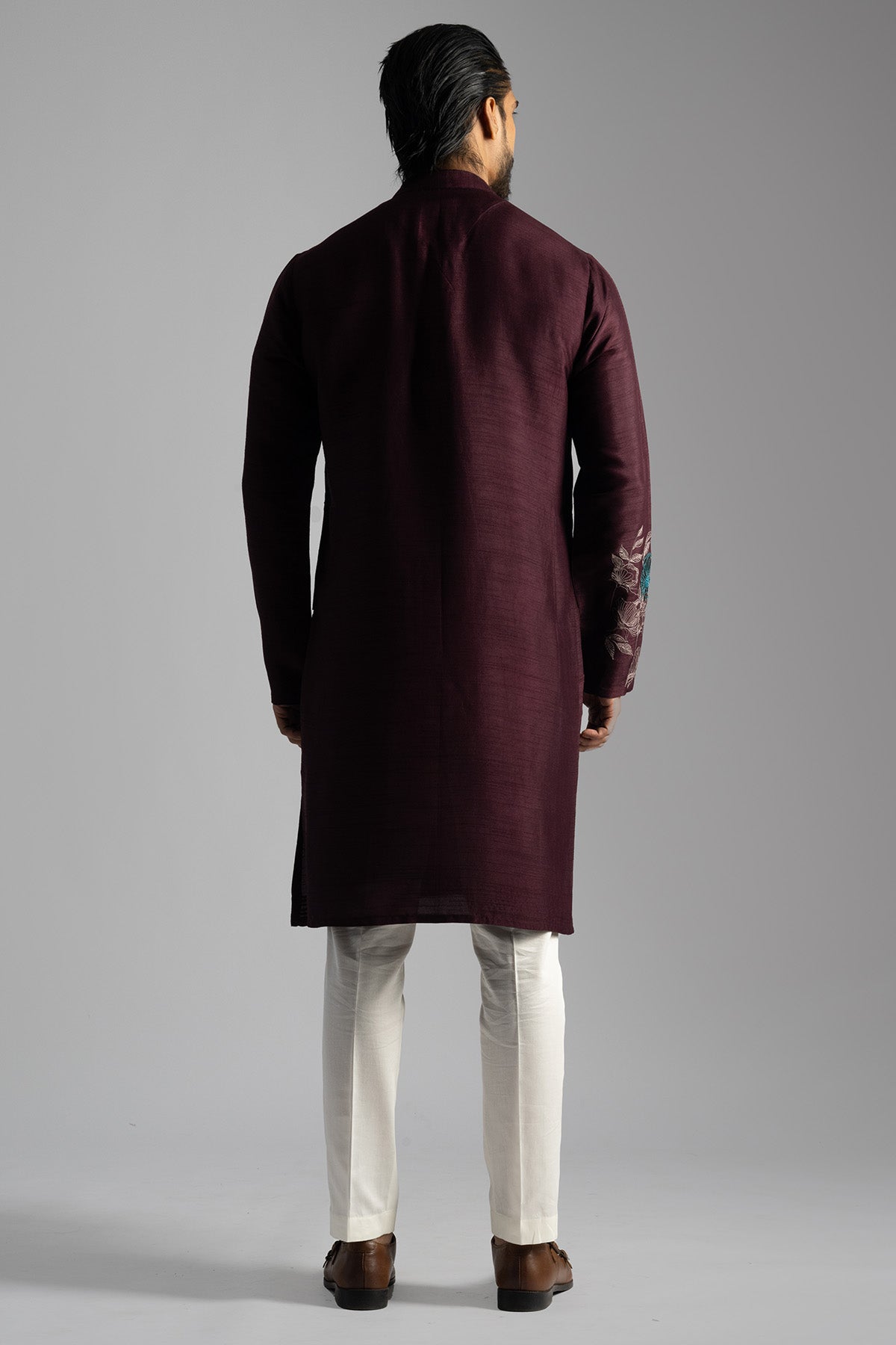 Maroon Floral Kurta And Pants