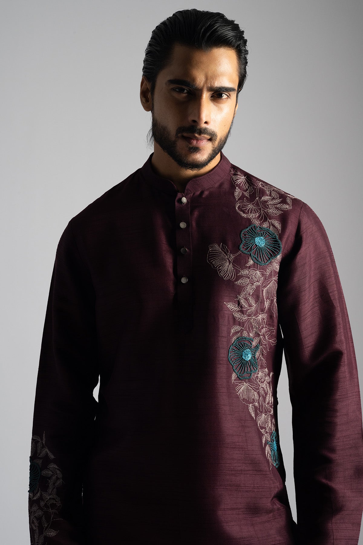 Maroon Floral Kurta And Pants