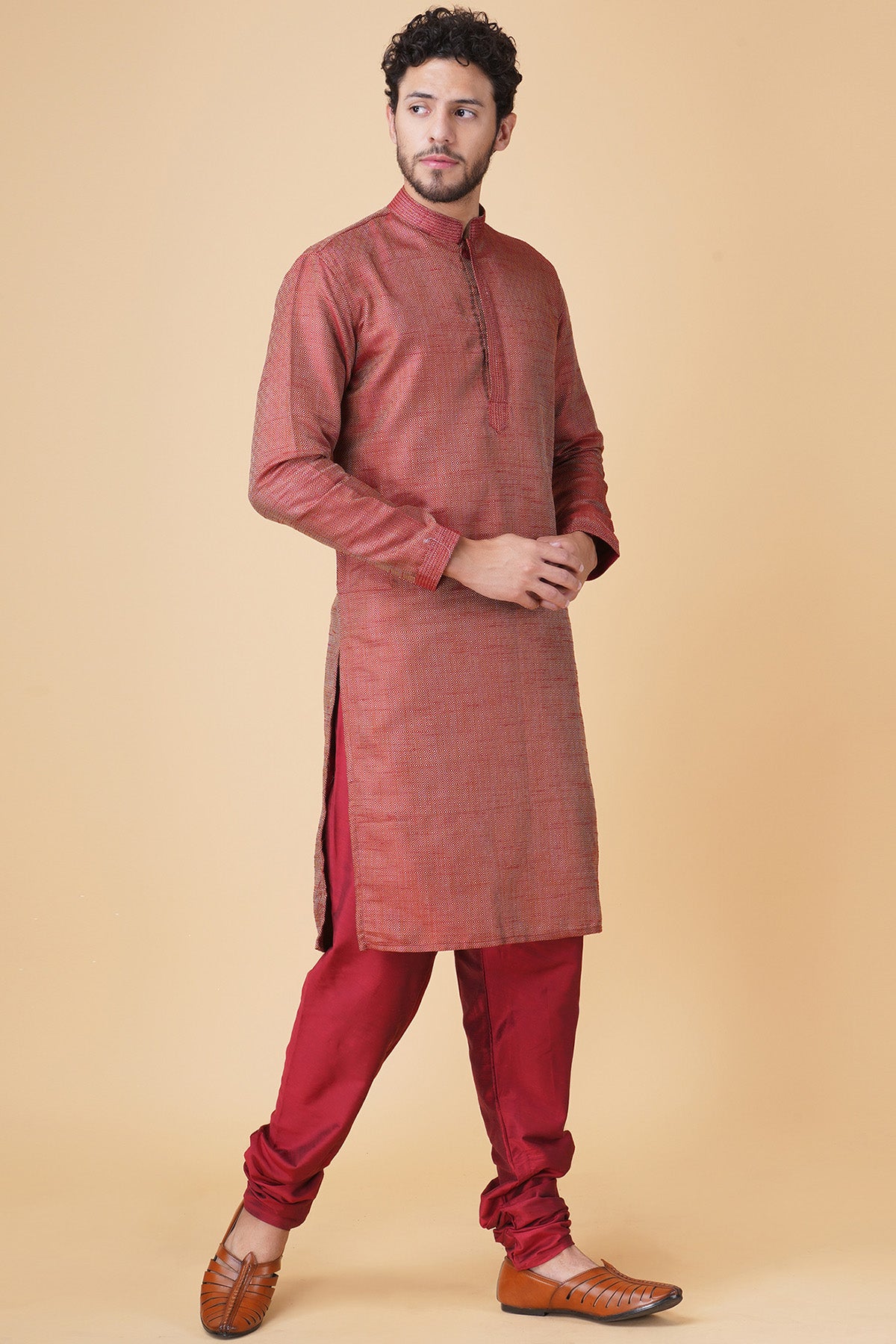 Maroon Full Sleeves Kurta Set
