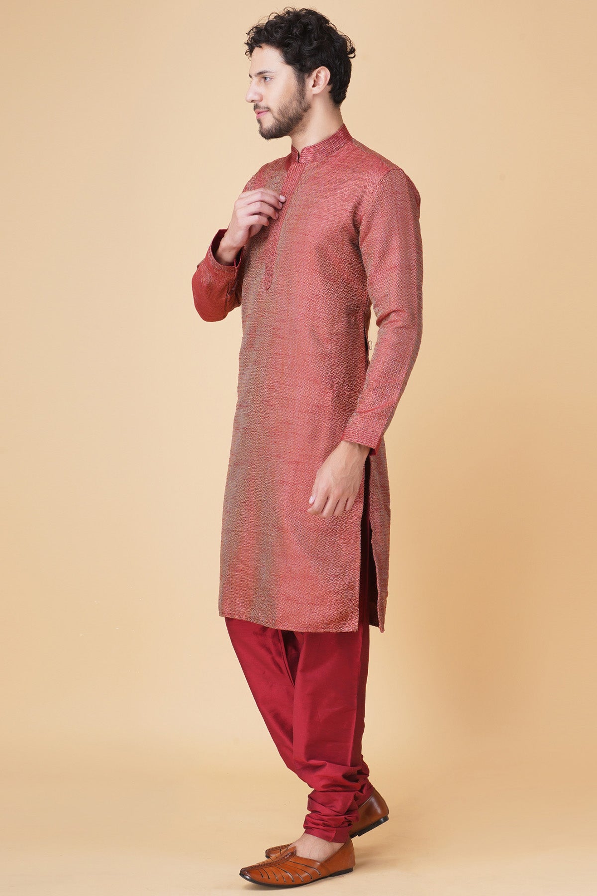 Maroon Full Sleeves Kurta Set