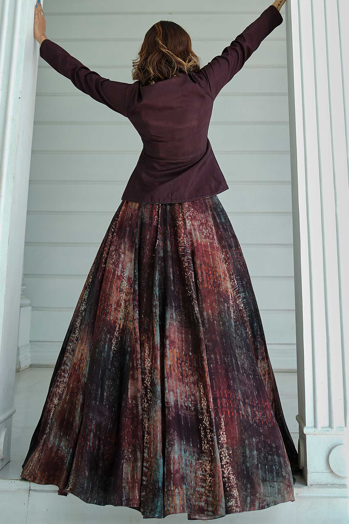 Maroon Full Sleeves Lehenga Set