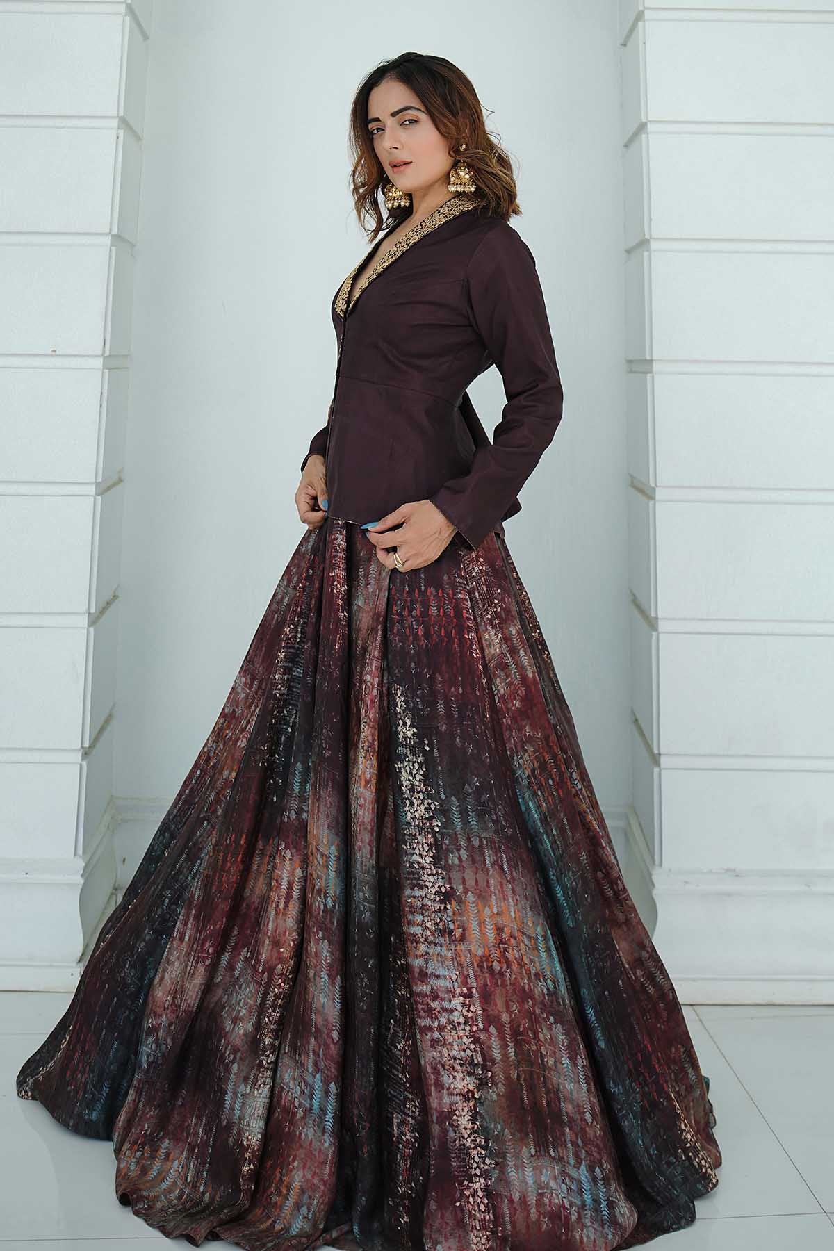 Maroon Full Sleeves Lehenga Set